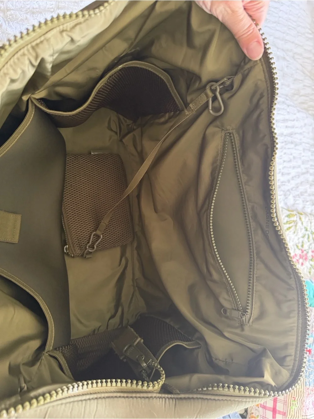 Dagne Dover Olive Duffel with Detachable Strap